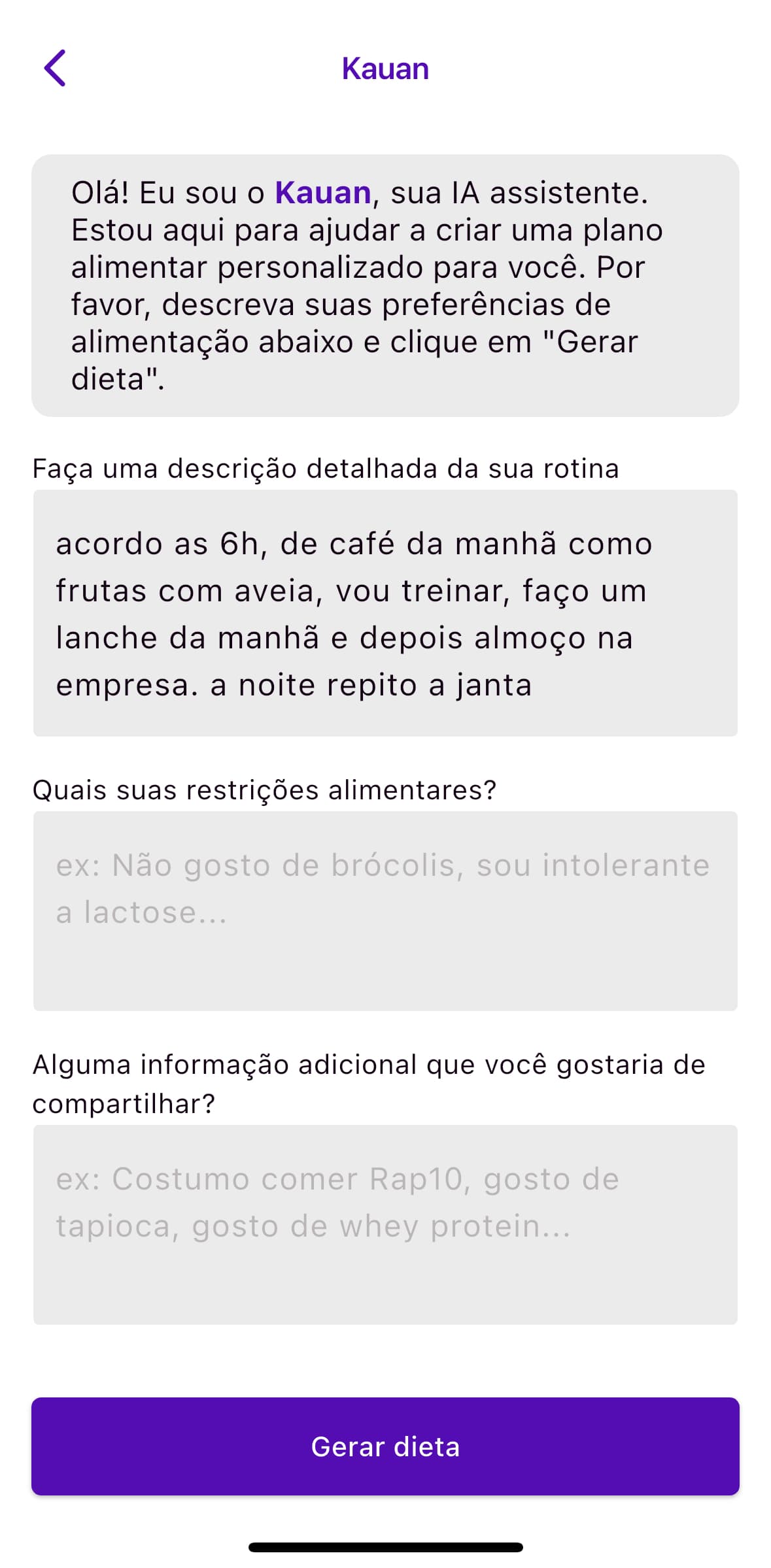 🤖 Monte sua rotina com a IA