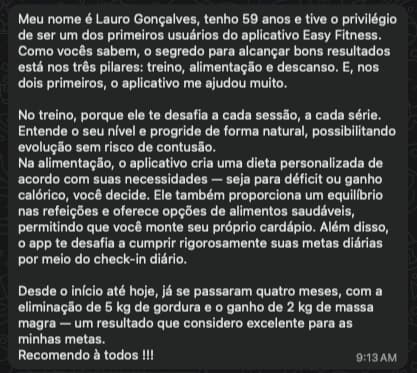 Print da conversa com Lauro Gonçalves