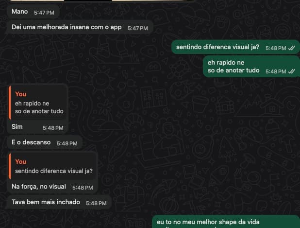 Print da conversa com Júlio Cardoso